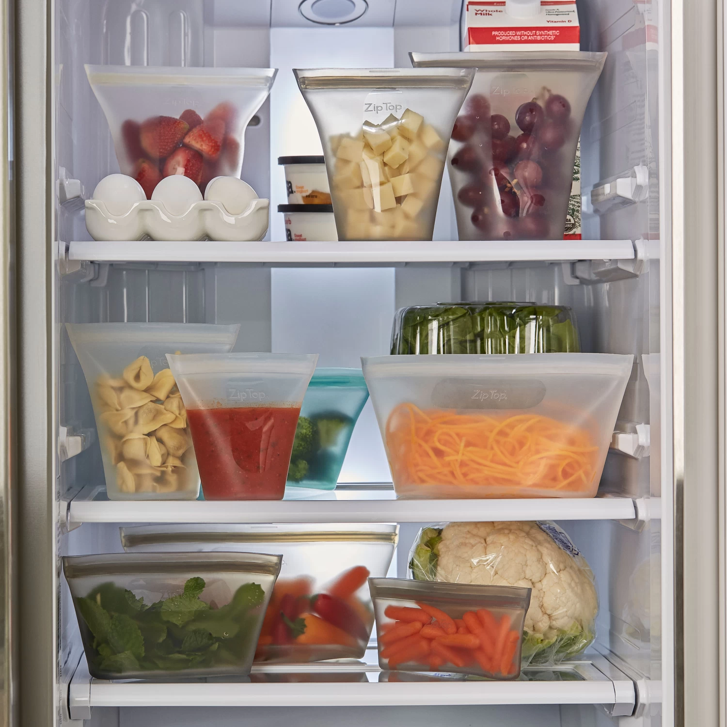 Reusable Zip Top Food Storage Containers - Set Of 8 - Frost 4 Reusable Zip Top Food Storage Containers - Set Of 8 - Frost - Image 4