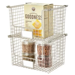 Stackable Pantry Basket With Label Holder - Wide - Black -Home Essentials Shop pic 10347 3 632b0a44f2efa