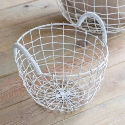 Small Wirework Storage Basket - Lily White