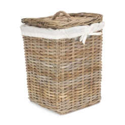 Rattan Laundry Hamper With Lid - Small