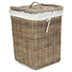Rattan Laundry Hamper With Lid - Large