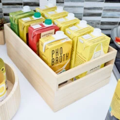 Wooden Pantry Storage Bin With Handle - Tall Large