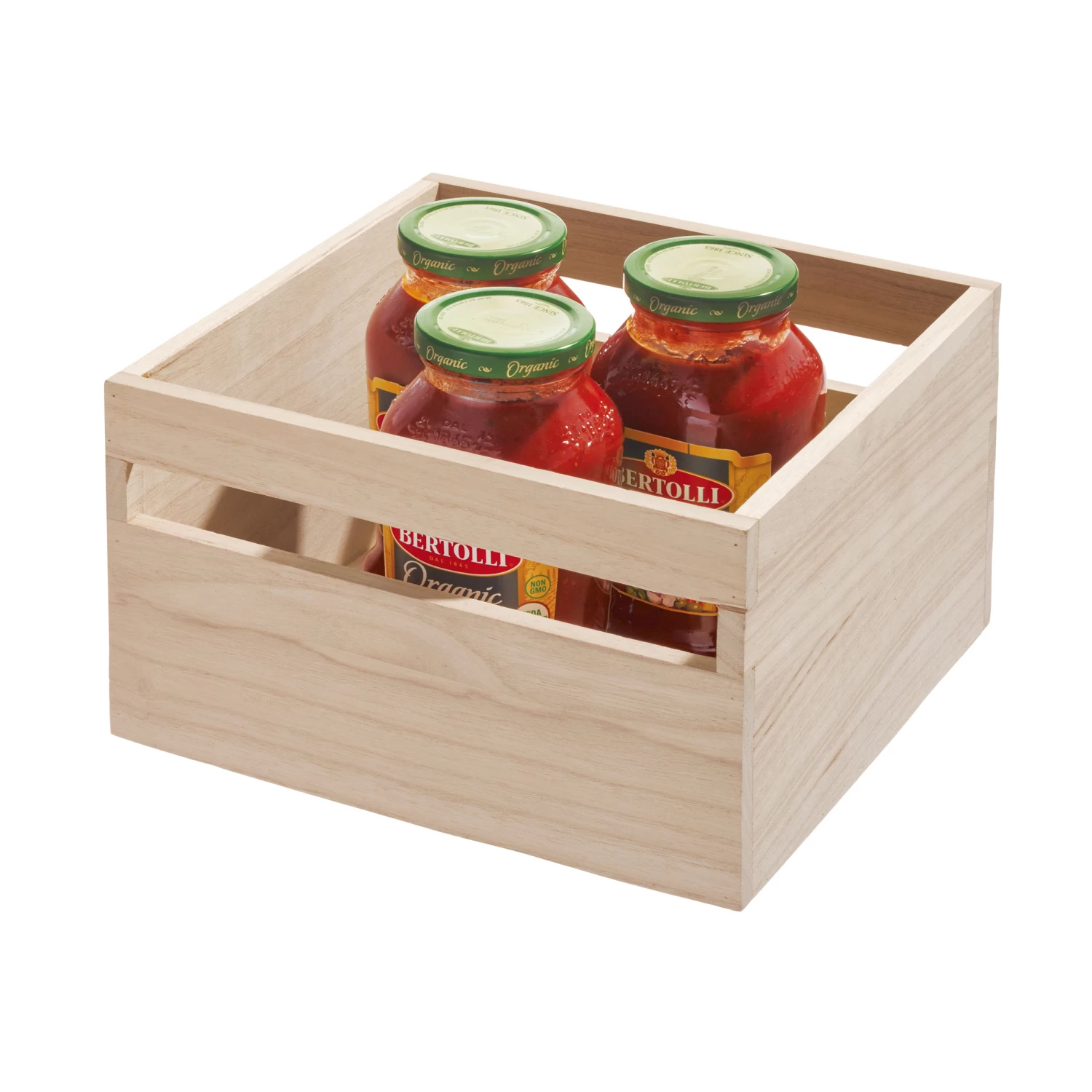 Wooden Pantry Storage Bin With Handle - Tall Square 3 Wooden Pantry Storage Bin With Handle - Tall Square - Image 3