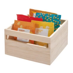 Wooden Pantry Storage Bin With Handle - Tall Square 8 Wooden Pantry Storage Bin With Handle - Tall Square -Home Essentials Shop pic 10474 3 63bc3277a5118