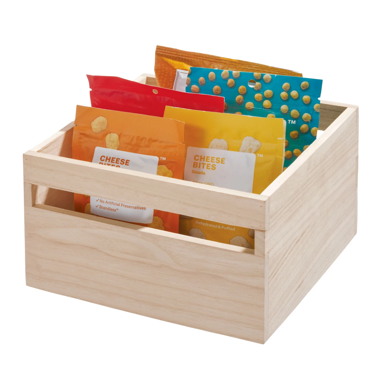 Wooden Pantry Storage Bin With Handle - Tall Square 4 Wooden Pantry Storage Bin With Handle - Tall Square - Image 4