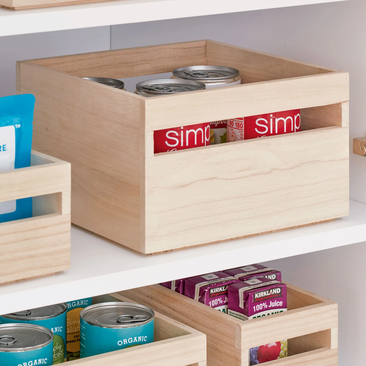 Wooden Pantry Storage Bin With Handle - Tall Square 2 Wooden Pantry Storage Bin With Handle - Tall Square - Image 2