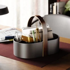 Oval Handled Storage Caddy - Bellwood - Black & Walnut -Home Essentials Shop pic 10497 3 6548d9083ee73