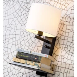 Wall Mounted Lamp With Shelf - Florence - Black Lamp Shade -Home Essentials Shop pic 10507 3 64107243590ba