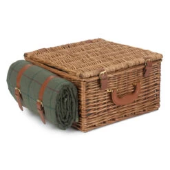 Deluxe 2 Person Picnic Hamper - Green Tweed -Home Essentials Shop pic 10511 3 641070a21de88