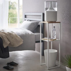 2 Tier Slimline Storage Unit With Wooden Top - White -Home Essentials Shop pic 10572 3 64352a022e907