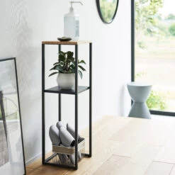 2 Tier Slimline Storage Unit With Wooden Top - White -Home Essentials Shop pic 10572 3 64352a0fa2b4d