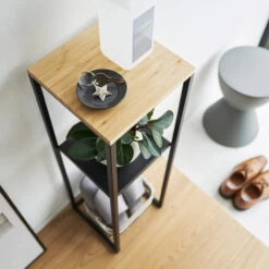 2 Tier Slimline Storage Unit With Wooden Top - White -Home Essentials Shop pic 10572 3 64352a15e43e7