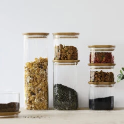 Glass Storage Canister With Bamboo Lid - 500ml -Home Essentials Shop pic 10731 3 6501a1b2a7f33