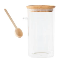 Glass Canister With Measuring Spoon - 1400ml -Home Essentials Shop pic 10734 3 6501a6816dcb3