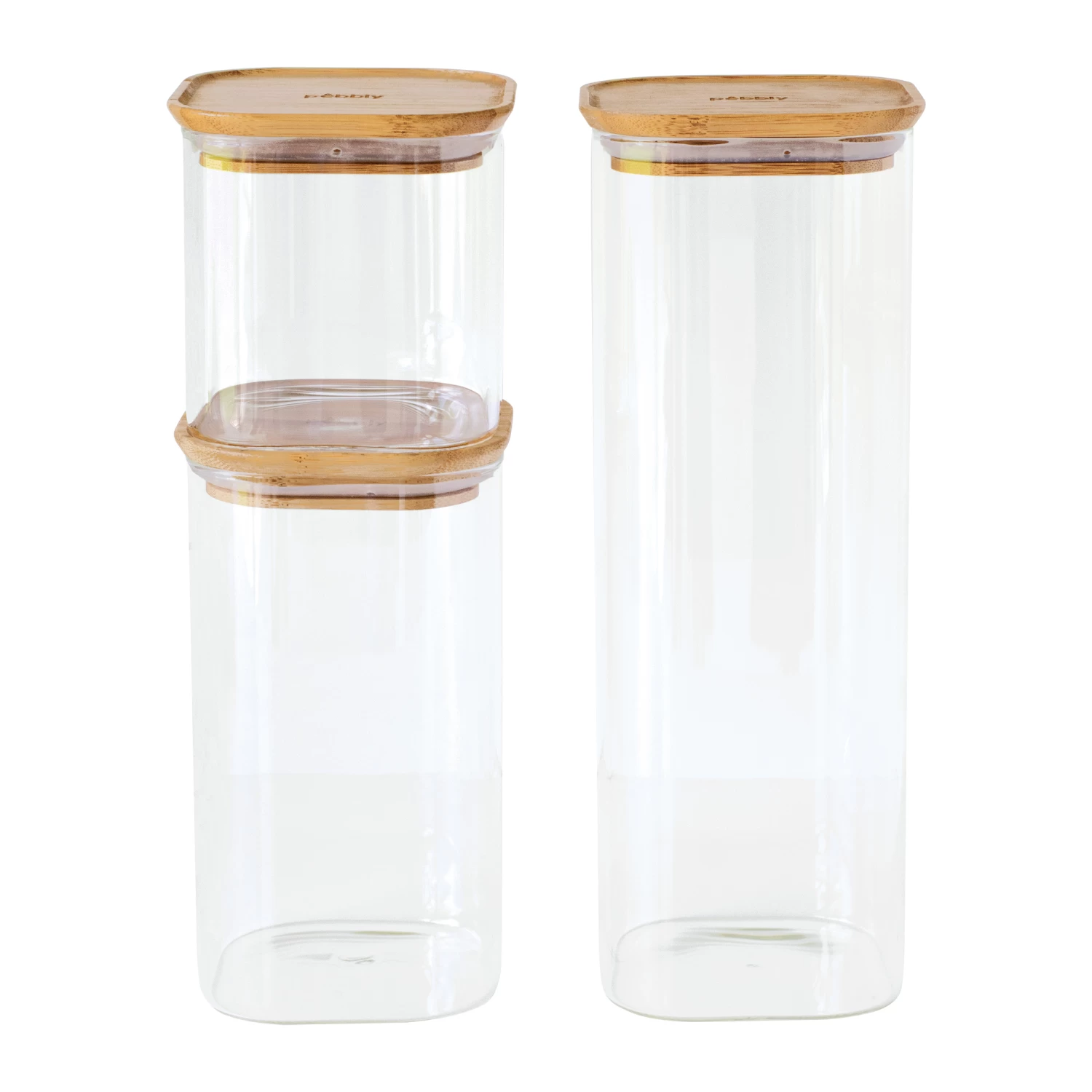 Set Of 3 Glass Storage Canisters 1 Set Of 3 Glass Storage Canisters