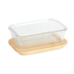 Rectangular Glass Container With Bamboo Lid - 650ml -Home Essentials Shop pic 10749 3 6501b435a2404