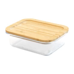 Rectangular Glass Container With Bamboo Lid - 1000ml -Home Essentials Shop pic 10750 3 6501b5ade9260