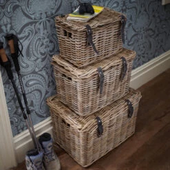 Set Of 3 Fisherman's Wicker Baskets