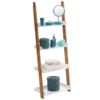 Gloss White & Bamboo Ladder Shelf