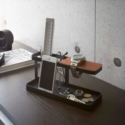 Tower Storage Station - Black And Dark Wood