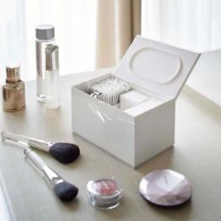 Cotton Pad And Bud Lidded Storage Box - White