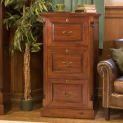Three Drawer Mahogany Filing Cabinet - La Roque