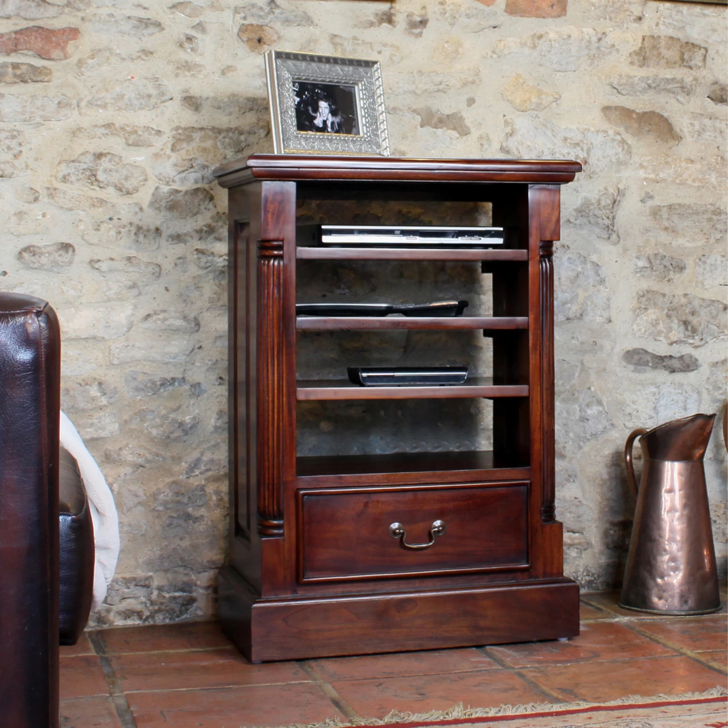 Solid Mahogany Media Cabinet - La Roque 1 Solid Mahogany Media Cabinet - La Roque