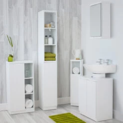 High Gloss Compact Bathroom- Tallboy - Grey -Home Essentials Shop pic 4813 3 5f9c10dc5f472