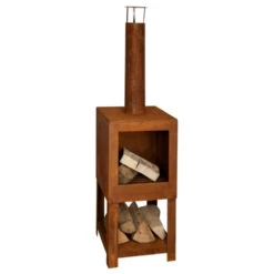 Garden Heater With Wood Store - Rust -Home Essentials Shop pic 5071 3 5f9bee0597dd9