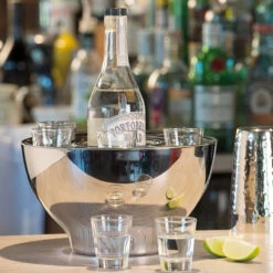 Stainless Steel Spirit Cooler Bowl & Shot Glasses