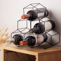 Hexagon 6 Bottle Wine Rack - Chrome -Home Essentials Shop pic 5250 3 65538af51627f
