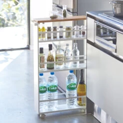 Slimline Kitchen Trolley - Wood Topped