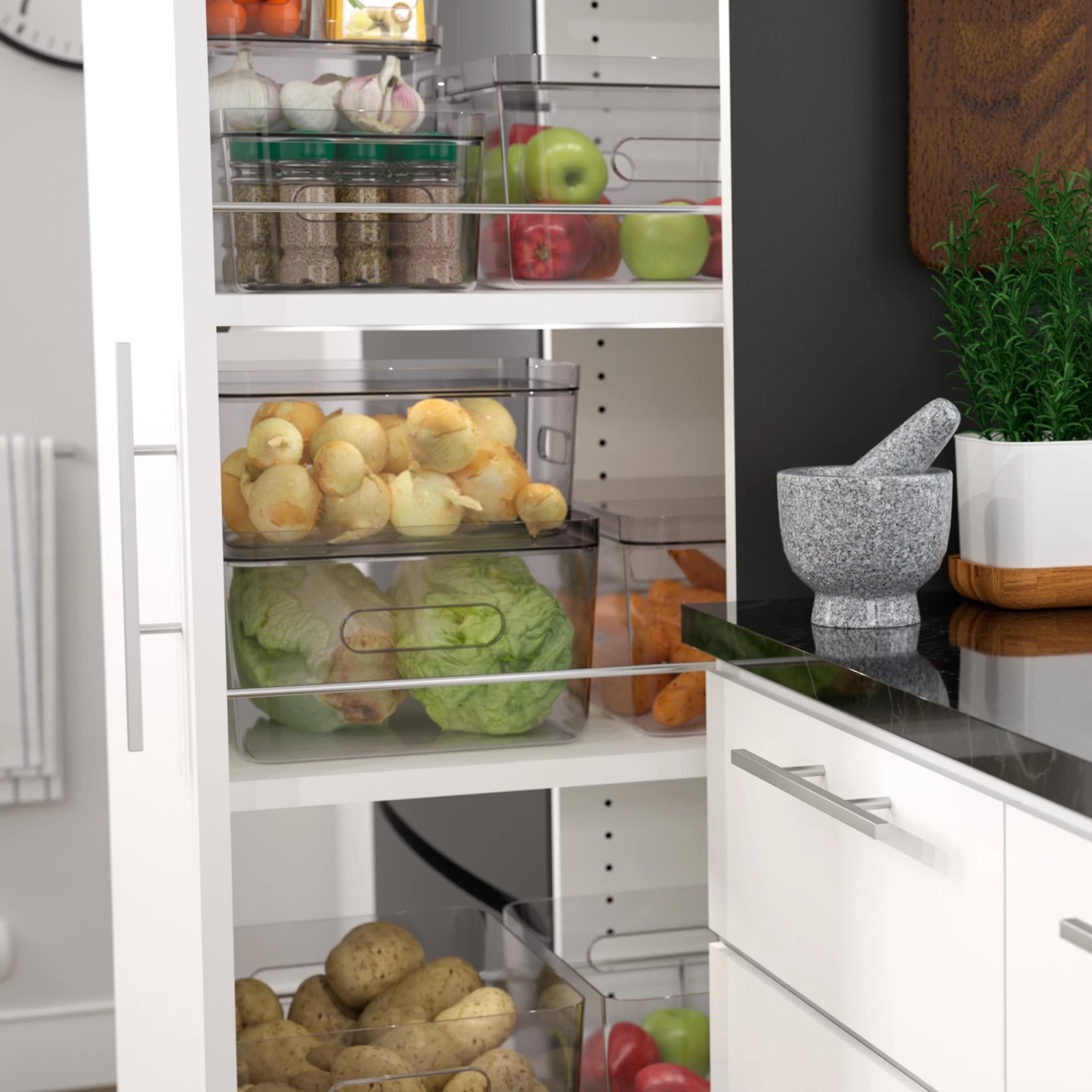 Stacking Lidded Fridge Storage Box - Large - Clear 4 Stacking Lidded Fridge Storage Box - Large - Clear - Image 4