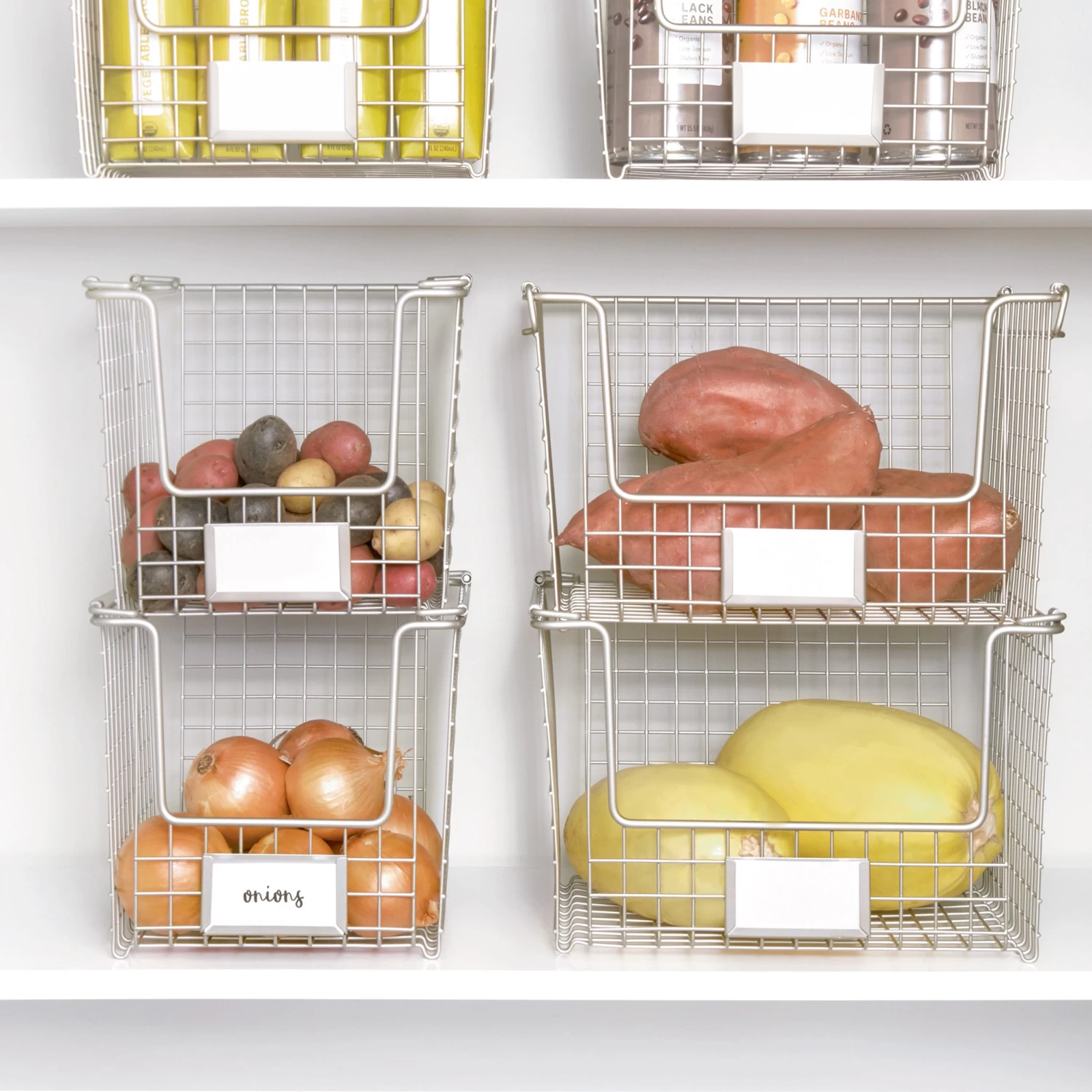 Stackable Pantry Basket With Label Holder - Classico 2 Stackable Pantry Basket With Label Holder - Classico - Image 2