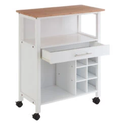 1 Drawer Kitchen Trolley - White & Bamboo -Home Essentials Shop pic 9244 3 5f8991d5af39f