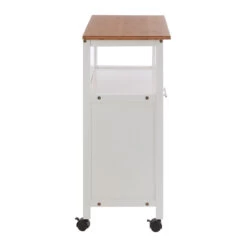 1 Drawer Kitchen Trolley - White & Bamboo -Home Essentials Shop pic 9244 3 5f8991df80f59