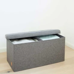 Grey Storage Ottoman Bench
