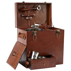 Leather Drinks Box With Cups
