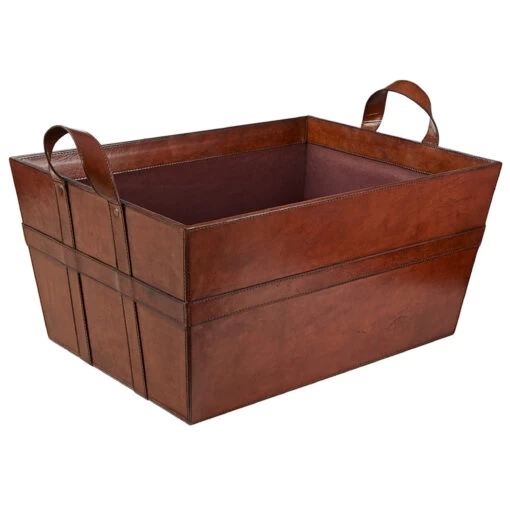 Leather Log Basket -Home Essentials Shop pic 9435 2 606318fb46dde
