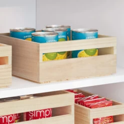 Wooden Pantry Storage Bin With Handle - Square