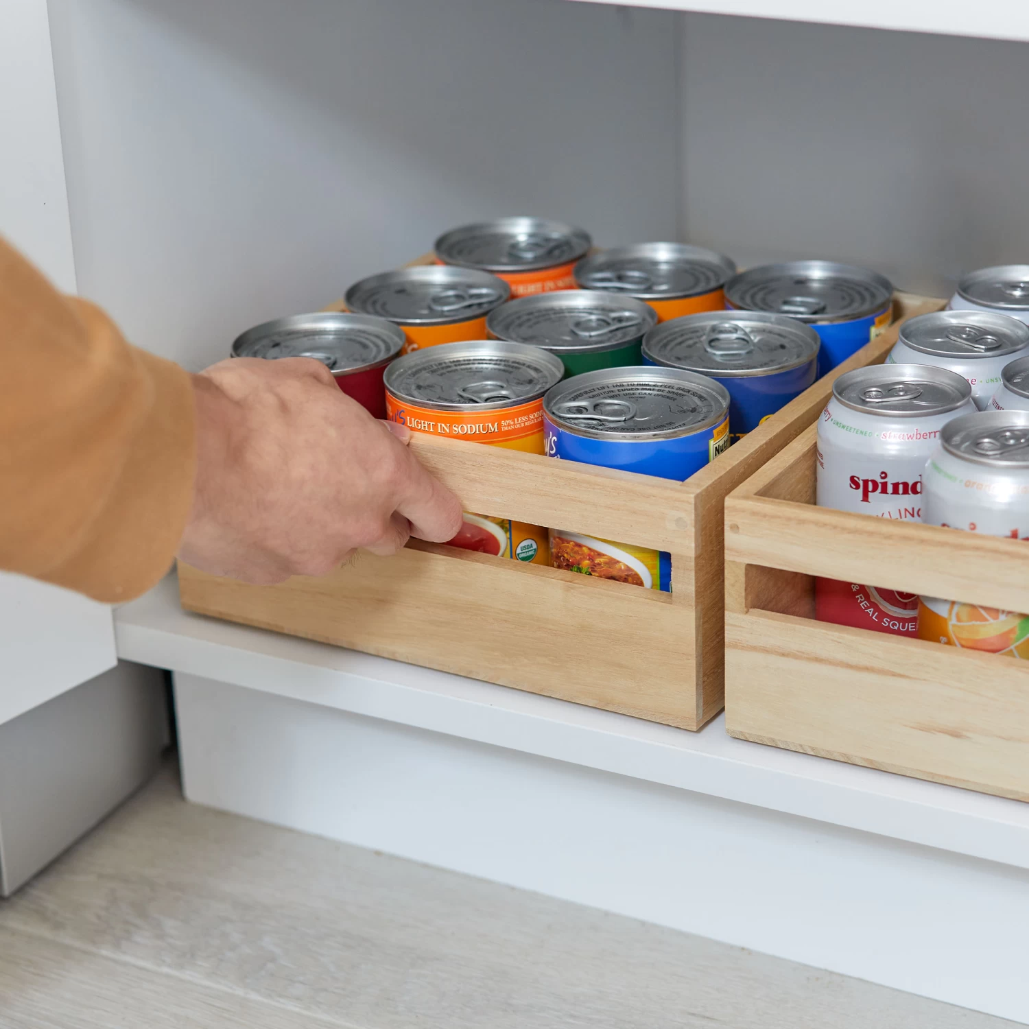 Wooden Pantry Storage Bin With Handle - Square 2 Wooden Pantry Storage Bin With Handle - Square - Image 2
