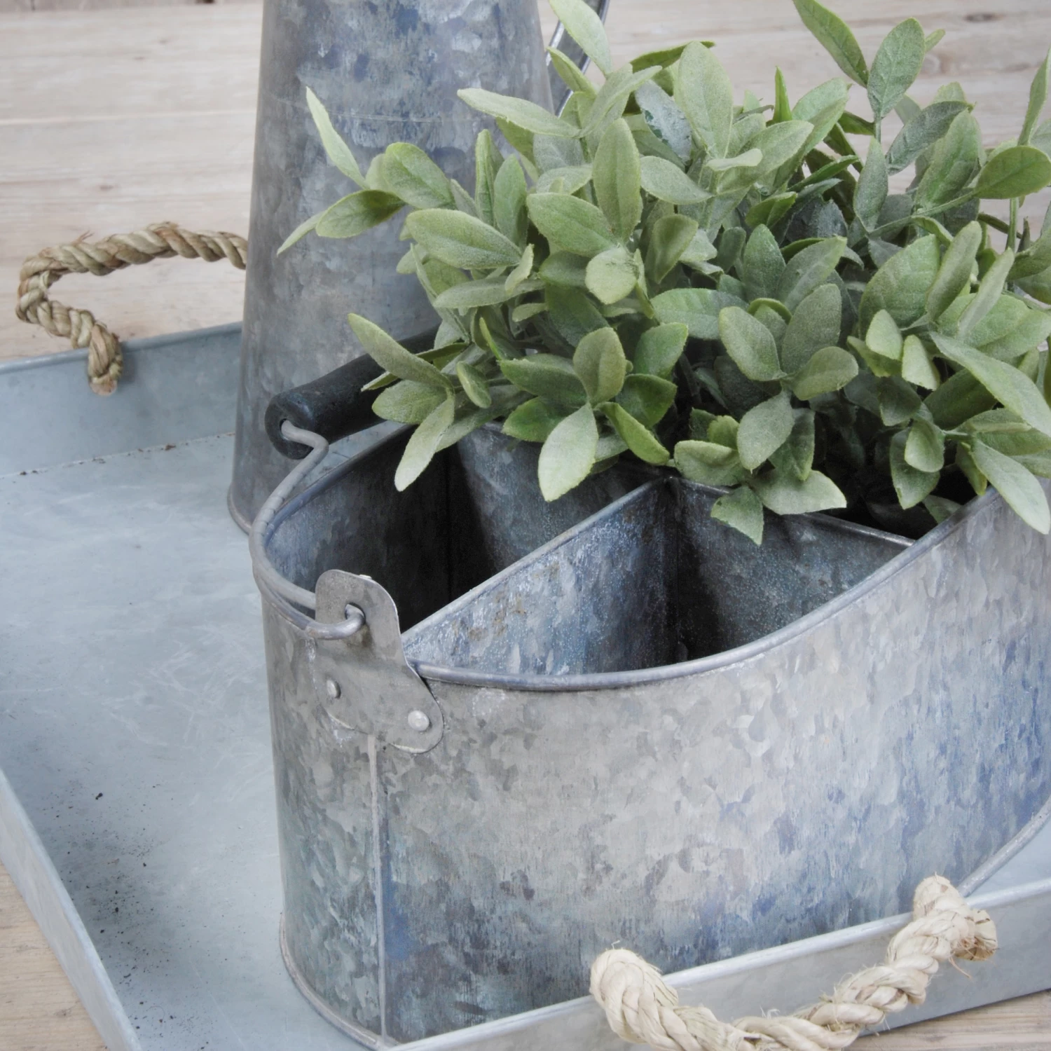 Handled Zinc Bucket With Compartments 3 Handled Zinc Bucket With Compartments - Image 3