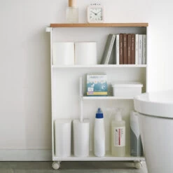Bathroom Storage Unit On Castors - Slimline - Black -Home Essentials Shop pic 9528 3 60b8f4b87ab3d