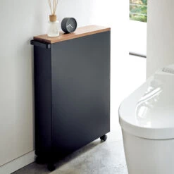Bathroom Storage Unit On Castors - Slimline - Black -Home Essentials Shop pic 9528 3 60b8f4cb467fd