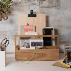 Handled Storage Caddy - Oiled Oak