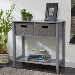 Console Table With Felt Drawers And Shelf - Glade - White -Home Essentials Shop pic 9692 3 6124e7efb41f7
