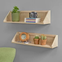 2 X Rattan Shelves