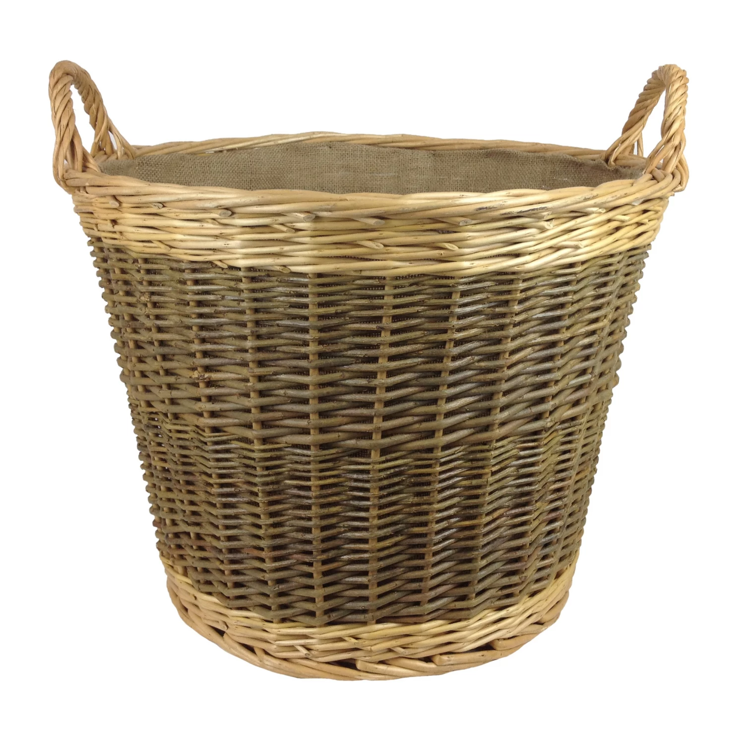 Large Willow Log Basket With Hessian Lining 2 Large Willow Log Basket With Hessian Lining - Image 2