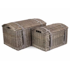 Domed Willow Storage Chest - Set Of 2
