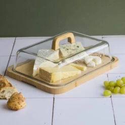Bamboo Cheese Board With Glass Lid